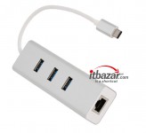مبدل USB-C to USB3 Hub with LAN 10-100-1000