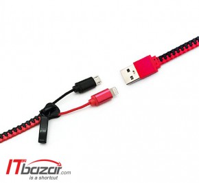 کابل مبدل زیپر Micro USB and Lightning to USB