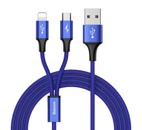 کابل مبدل بیسوس USB to Lightning/microUSB 1.2m