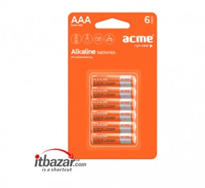 باتری نیم قلمی آلکالاین اکمی LR03 AAA 6pcs