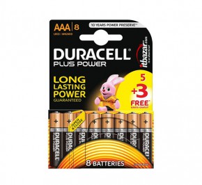 باتری نیم قلمی آلکالاین دوراسل Plus Power 8Pack