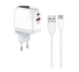 شارژر موبایل و تبلت کینگ استار KW215 با کابل USB-C